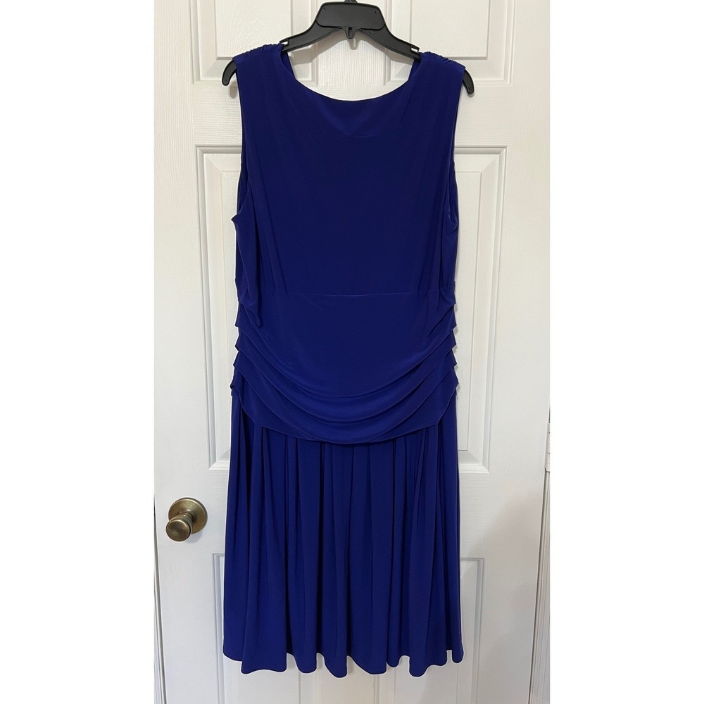 Jessica Howard Royal Blue Ruched V-Neck Cocktail Dress Plus Size 18W - Picture 7 of 8